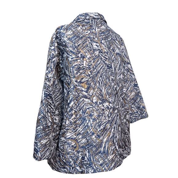 NEW DRAPER'S & DAMON'S Jacquard Jacket 1X XL‎ Tapestry Gold Blue White Abstract - Picture 8 of 10